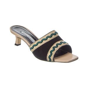 Manolo Blahnik Marebis 50 Suede Sandal, Black